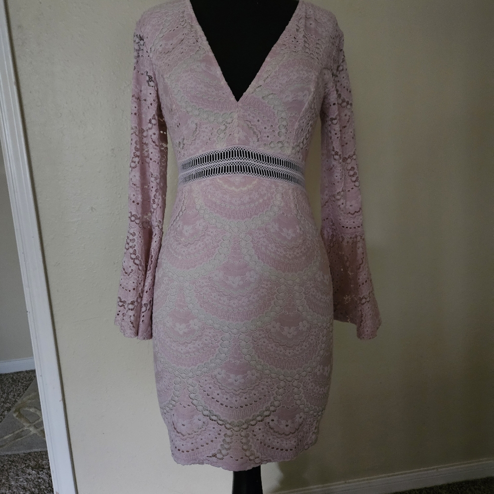 Elegant Pink Lace Dress